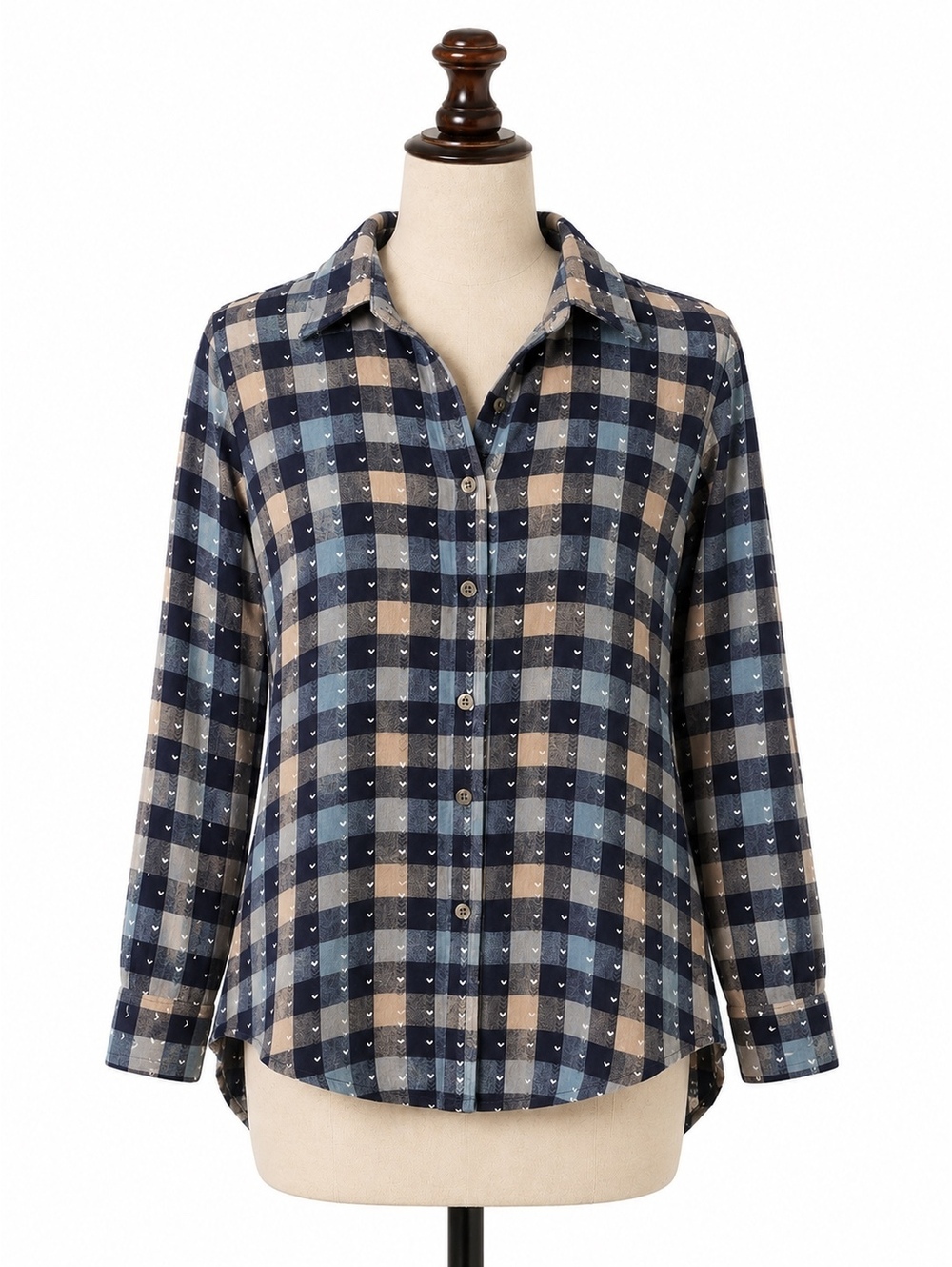 Maggie & Max Vintage 100% Cotton Plaid Flannel Heart Print Button Up Size M